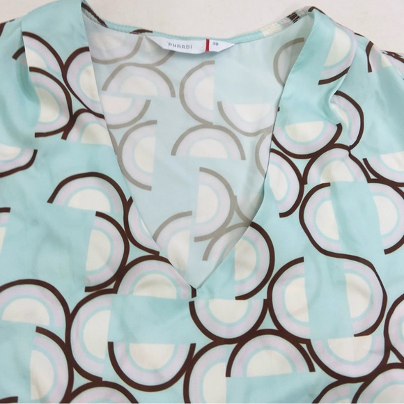 Phardi made in Turkey baby blue brown rainbow asymmetrical top. Size 38/M - Picture 7 of 10